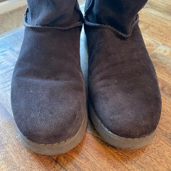 Skechers | Keepsakes 2.0 First Flurry Mid Calf Brown Suede Leather Boots Fur 7 - Picture 5 of 10